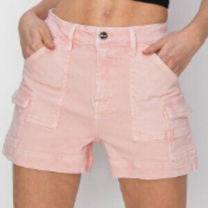 High Rise Side Cargo Pocket Shorts